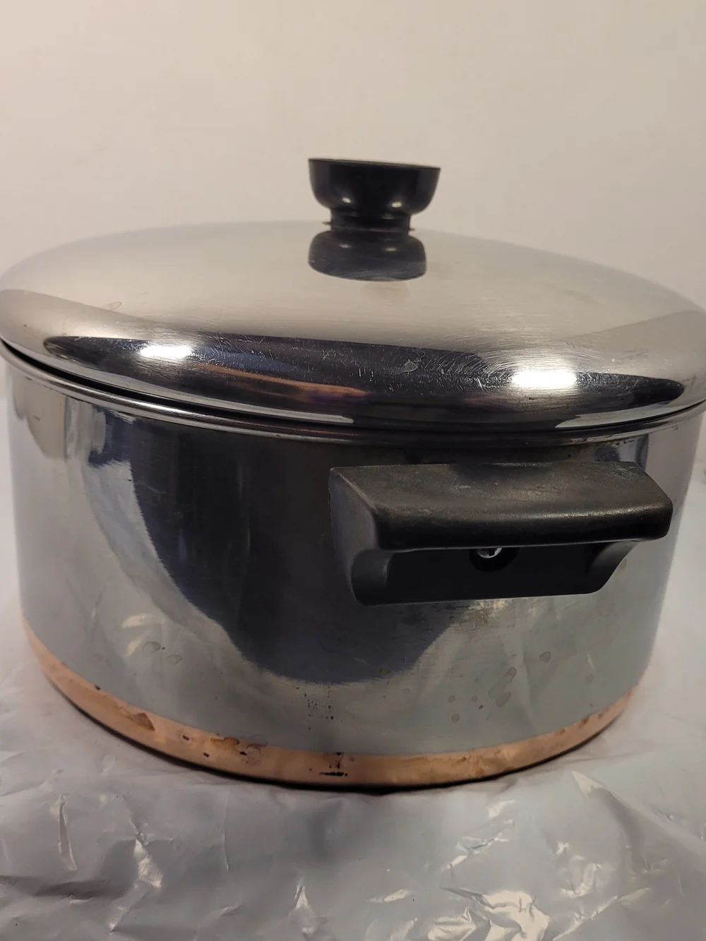 Vintage Revere Ware 1801 Copper Bottom 4 1/2 Qt Quart Stock Pot W/Lid  (A2)